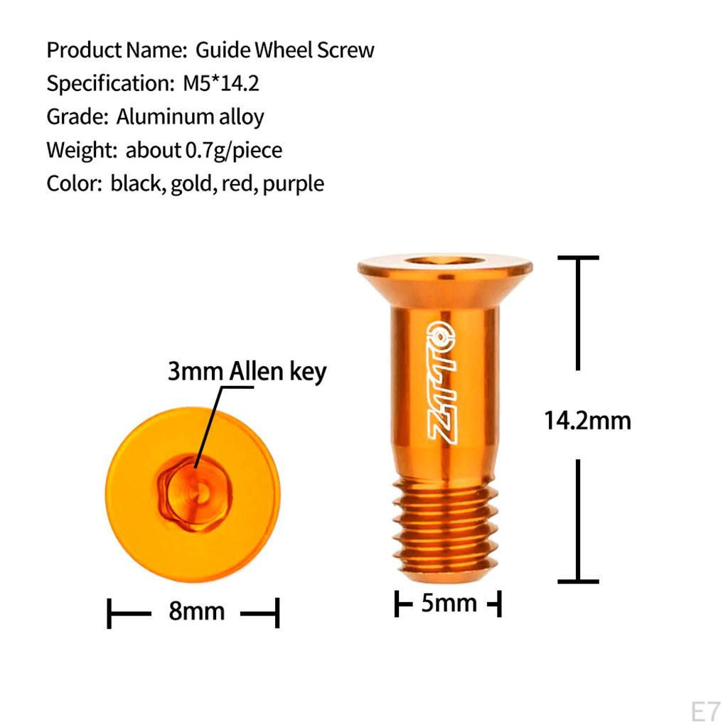Aluminum Alloy M5 Guide Roller Wheel Screw, Durable Tension Jockey Bolt Rear Derailleur Road