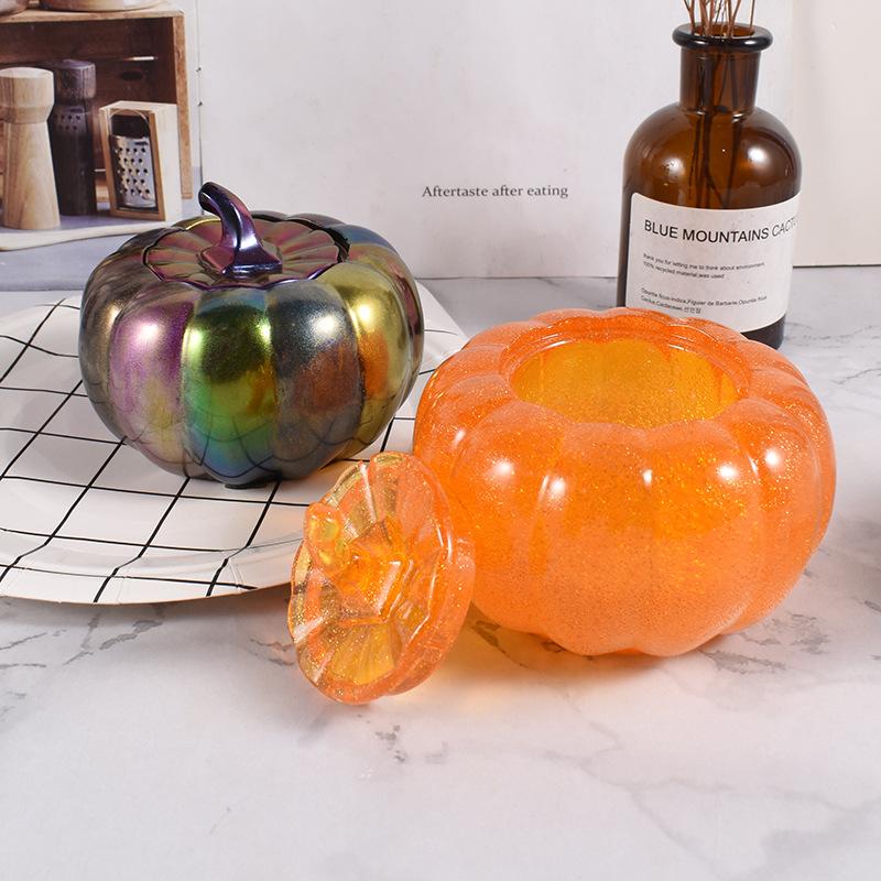 Pumpkin Storage Box Mold Halloween Pumpkin Silicone Jewelry Box Mold Storage Box Container Mold With Lid