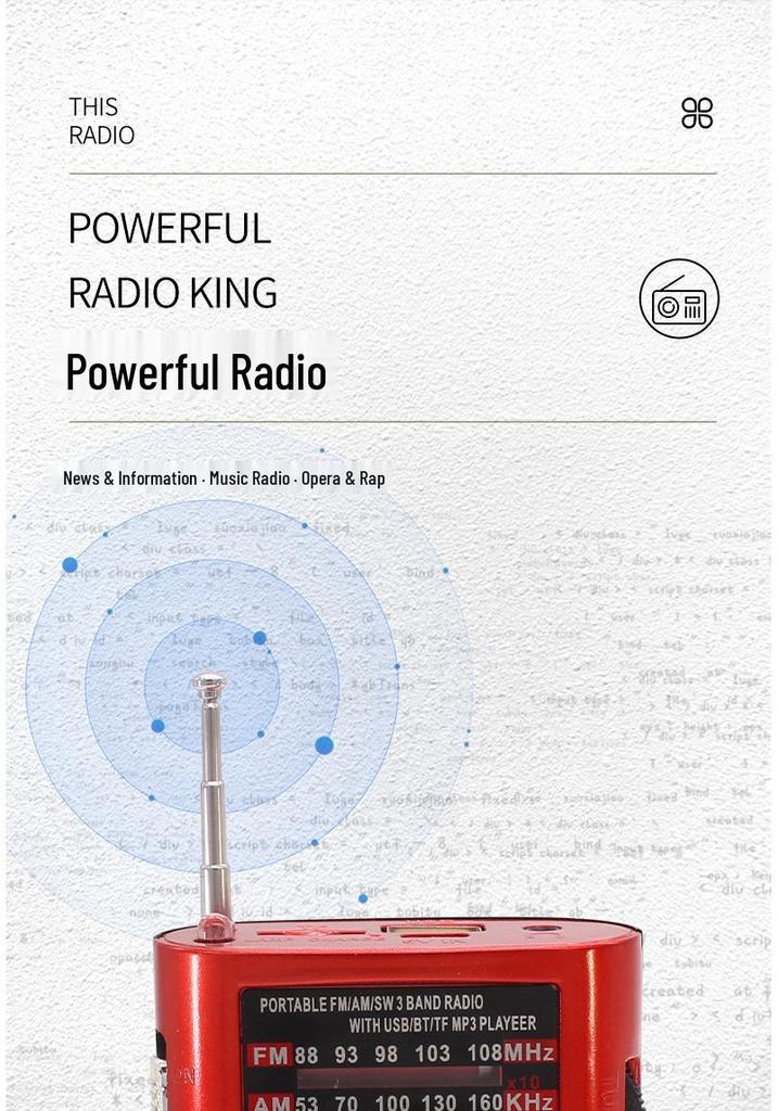 High-End Multi-Band Mini Radio with Bluetooth, Headphone Jack, and Music/Call Functionality