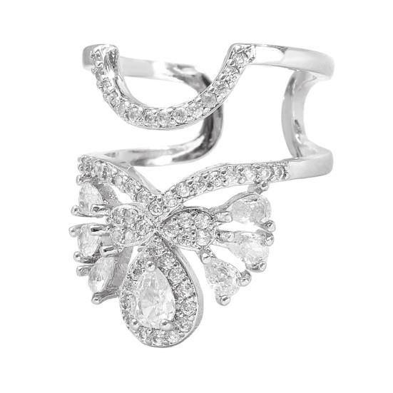 Nail Ring 3D Butterfly Flower Wing Design Detachable Nail Cap Ring Set Sparkling