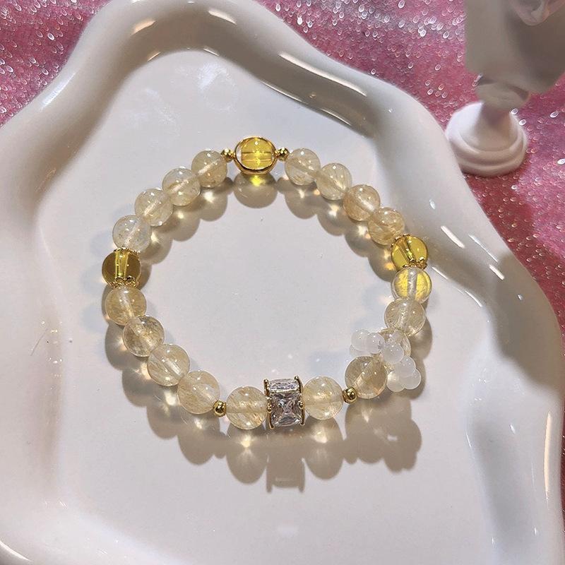 Small fresh natural stone zircon glass bead beaded bracelet fashionable simple high-end bracelet light luxury versatile jewelry