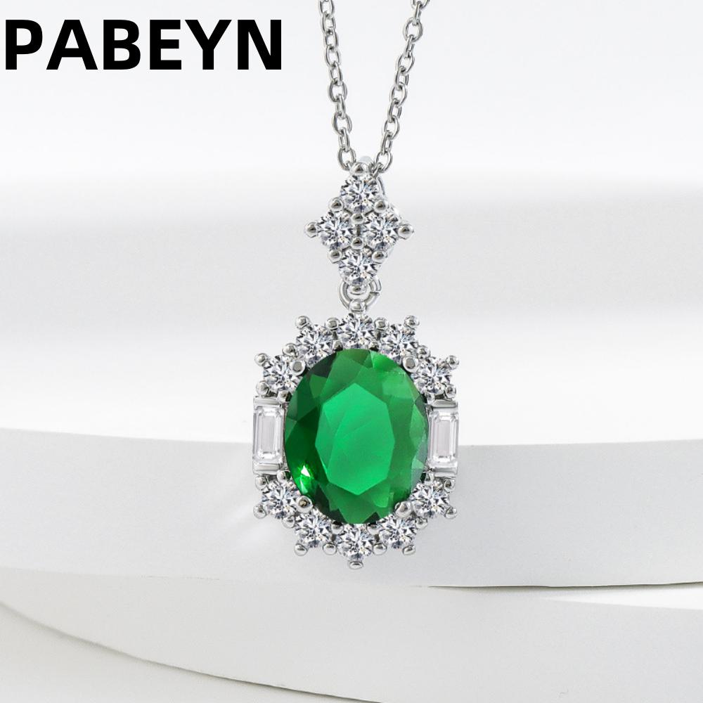 925 Sterling Silver Jewelry Set With Emerald And Zircon Necklace, Earrings And Ring, Elegant Accessories Collection For Women