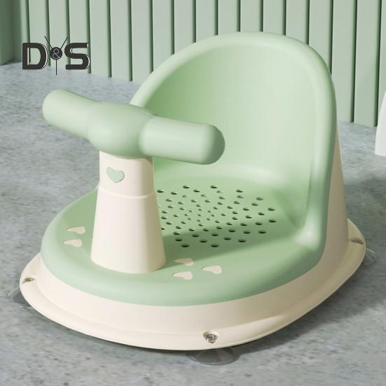 Scaun de baie pentru bebeluși, spătar ergonomic, cotiere, plasă de drenaj, scaun de duș pentru bebeluși antiderapant cu ventuze