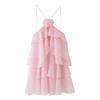 Za Spring New Women's Clothing Zr European and American Style Three-Color Three-Dimensional Flower Layered Decoration Ruffle Strap Dress