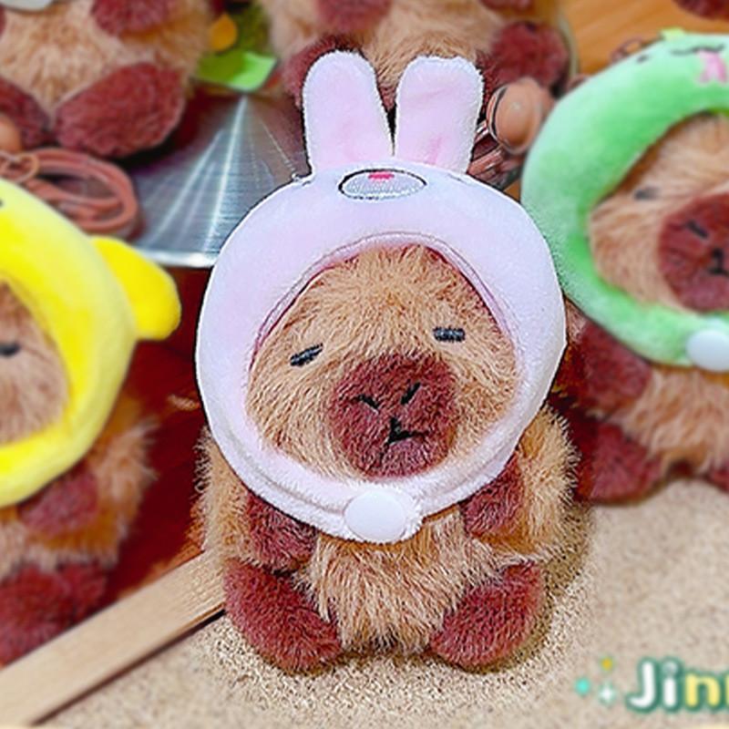 Wearing Rabbit Snake Chicken Cat Penguin Headgear Capybara Plush Keychain Gift