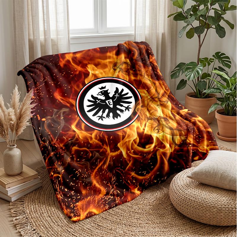 Coperta in Flanella con Stampa Calcio Eintracht Frankfurt, Coperta Morbida Calda Leggera per Divano Letto Campeggio