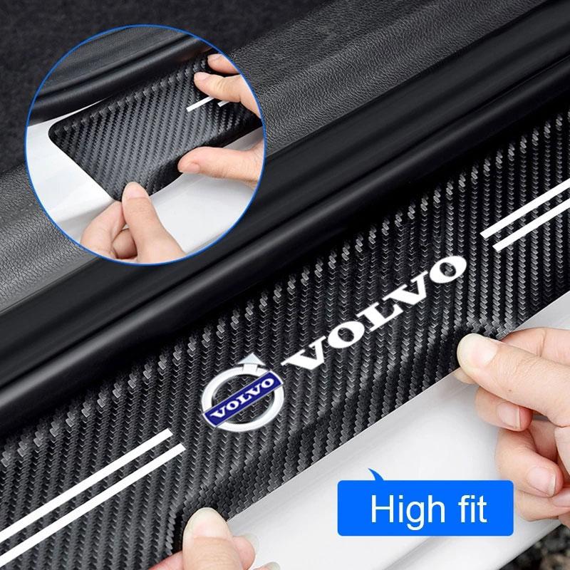 Car Door Sill Scuff Covers Black Door Panel Guards Protector for Volvo Xc60 Awd C70 S40 S60 S80 S90 T6 V70 V90 Xc40 Xc70 Xc90