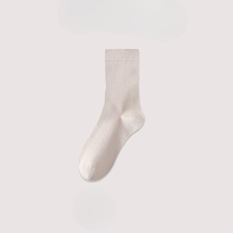 Damen Mid-Calf Socken für Frühling und Herbst, Dünne einfarbige schweißabsorbierende lange Baumwollsocken, Schwarz Sport Damen Nahtlose Socken