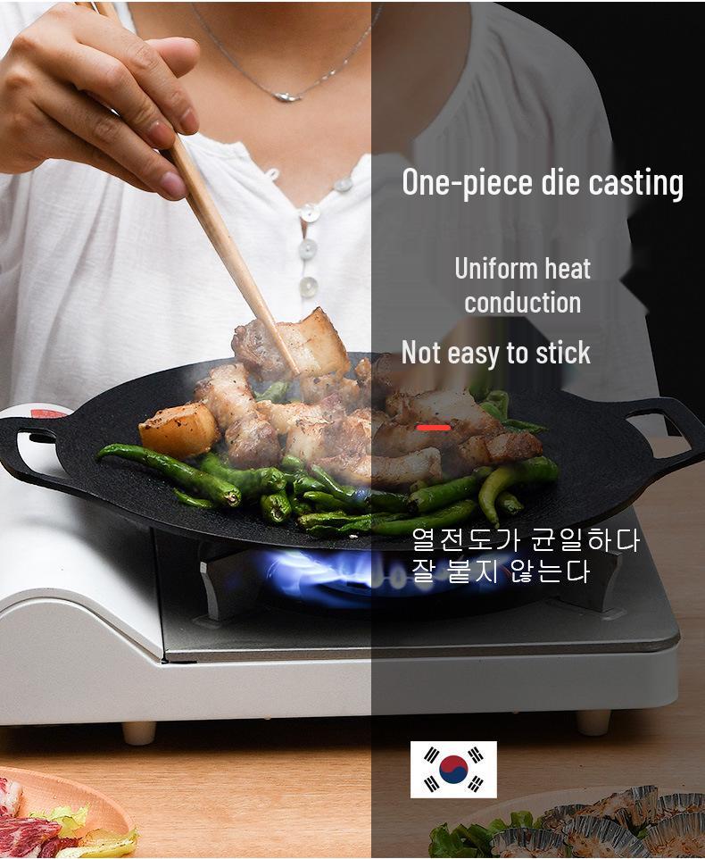 Maifan Stone Korean BBQ Grill Pan with Handle - Outdoor Camping and Universal Stove Frying Cookware