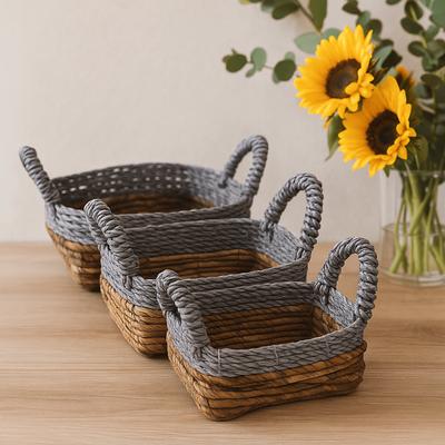 Square Banana Leaf Raffia Baskets Set of 3