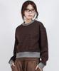 Deumakeu Stripe Crop Sweatshirt -Burgundy