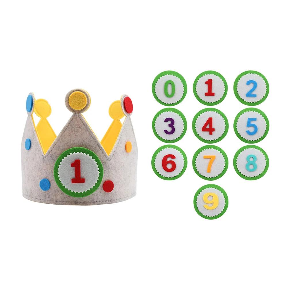 

Handmade Birthday Party Hat Interchangeable Numbers Crown Durable Creative Children Day Gift Birthday Party Decor for Kids