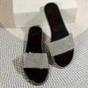 Fashion 2025 Summer Crystal Slippers Women's Sequin Cloth Fashion Flat Sandals Round Toe Shiny Luxurious Comfortable Sandals for Women