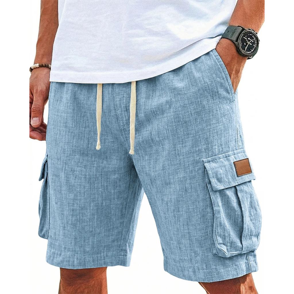 Pantaloncini Cargo Casual da Uomo con Coulisse in Vita, Vestibilità Rilassata con Tasche Multiple, Tessuto Leggero e Traspirante per l'Uso Quotidiano