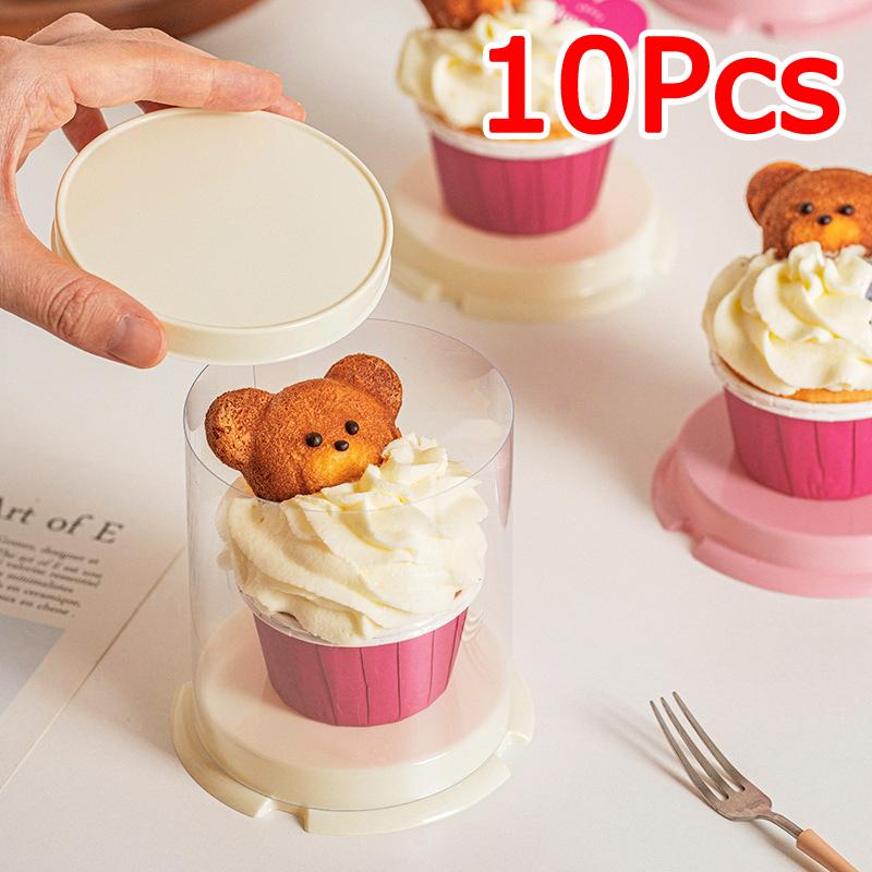 10PCS/Pack Water Resistance Fruit Decoration Cake Cup Simple Dessert Box Dessert Occasions 10x10x11cm/Single