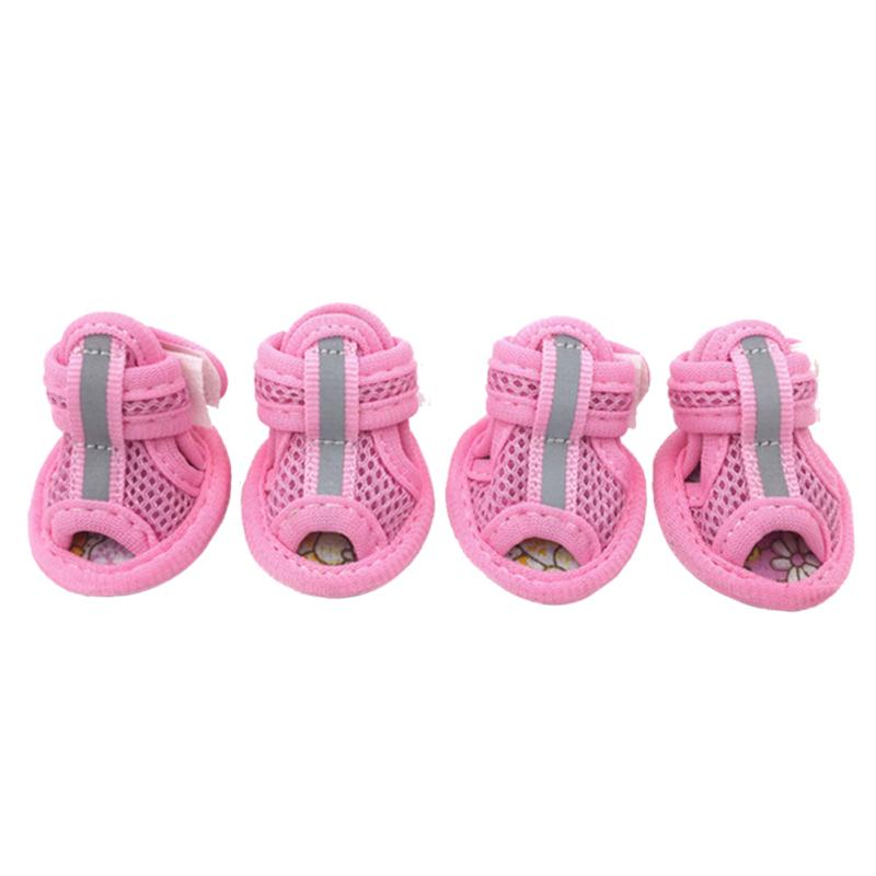 4 Pcs/set Pet Shoes Tendon Bottom Mesh Breathable Sandals For Dogs