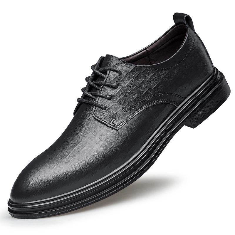 Men s Four Seasons Hollow Leather Business Casual Shoes - Low-Top, Rubber Sole, British Cowhide, New Spring & Autumn Style 41