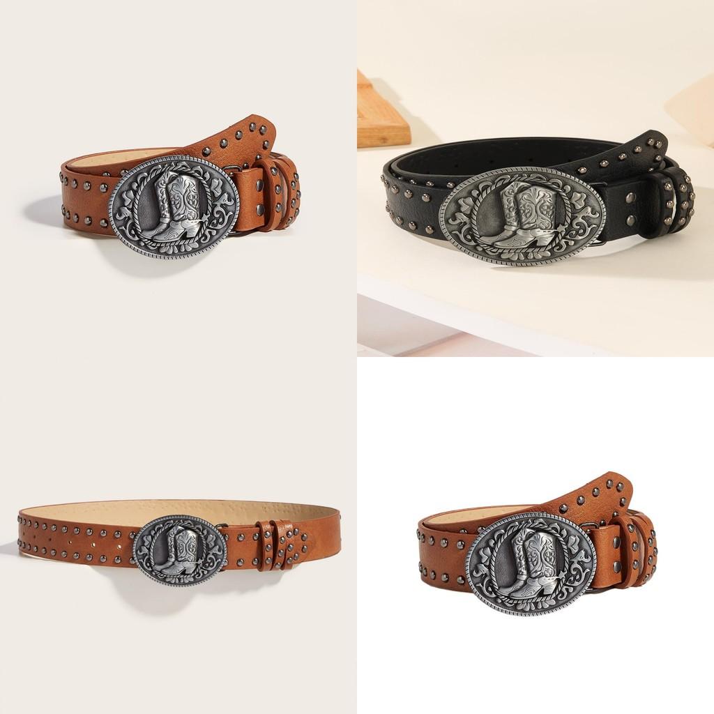 Punk Rock Leather Belt With Alloy Buckle And Snap Fastener For Casual Outfits