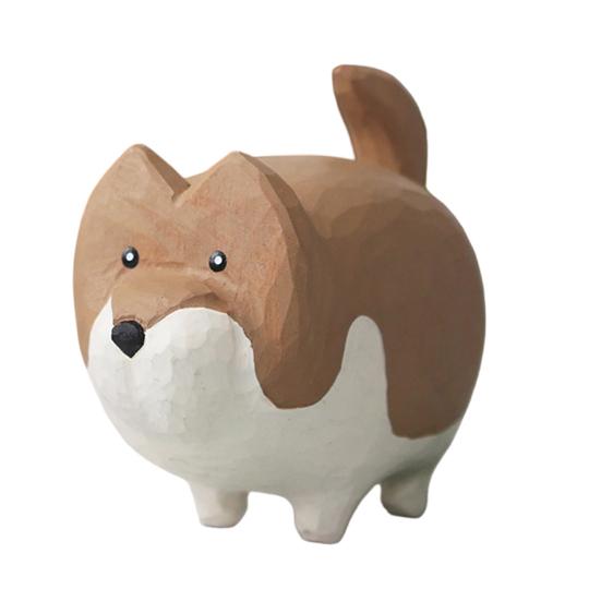 Kleine Holz-Hundefigur, Handgeschnitzte Welpenfigur, Rustikale Sammler-Tierstatue für Heim-Schreibtischdekoration, Geschenke für Hundeliebhaber