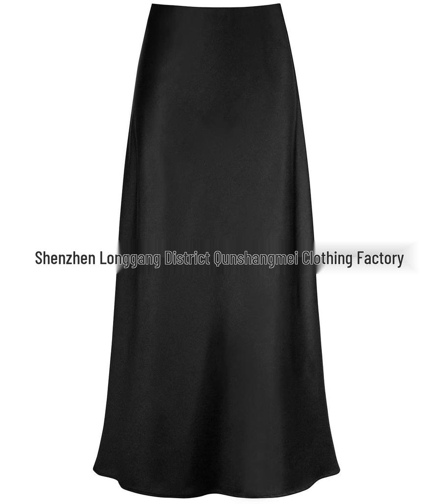 Elegant Silky Satin Fishtail High-Waist Midi Skirt