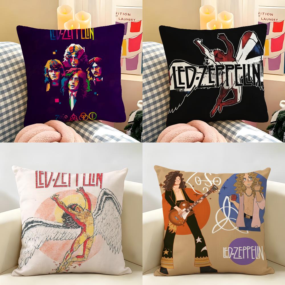 Band Lled Zzeppelin Cushion Cover Natural Linen Double Sided Print Throw Pillow Case for Sofa Couch Home Decor