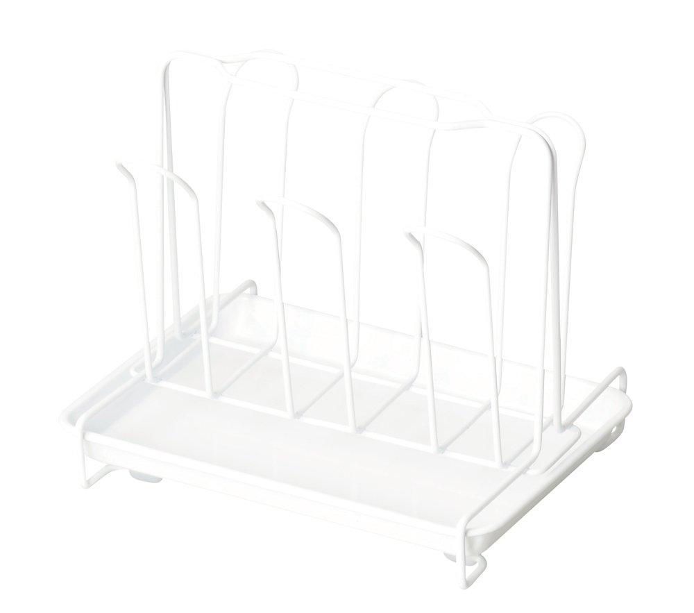 Pearl Metal Glass Stand with Tray, Blanc Kitchen HB-3609 White (approx.) Width 22 x Depth 16.5 x Height 18.5 cm
