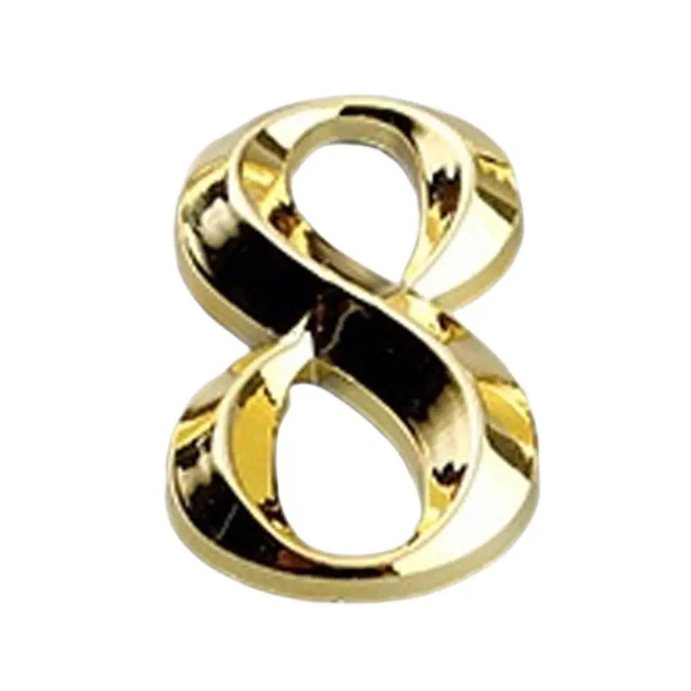3D Door Number ABS Injection Molding Electroplating Plate Digits 0 To 9 Golden Door Self Adhesive Street Sticker Outdoor