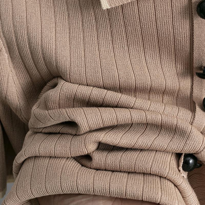 GMXIA Women's Elegant Knitted Skirt Set for Spring and Summer with Polo Collar, A Fashionable Two-piece Set