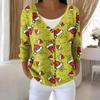 Women's Fashion Long Sleeve Christmas Snowman Snowflake Print Jacket Cardigan