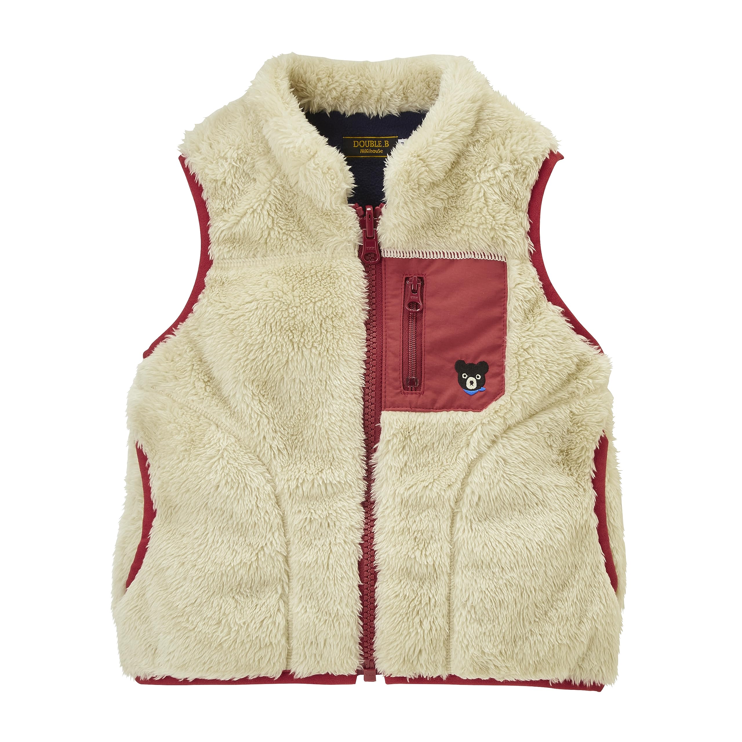 

Жилет MIKI HOUSE Double B Boa Fleece Cold Protection Plain Bear для мальчиков и девочек, детская одежда 110 см, бежевый [MIKI HOUSE] Детская 60-5705-496 бежевый