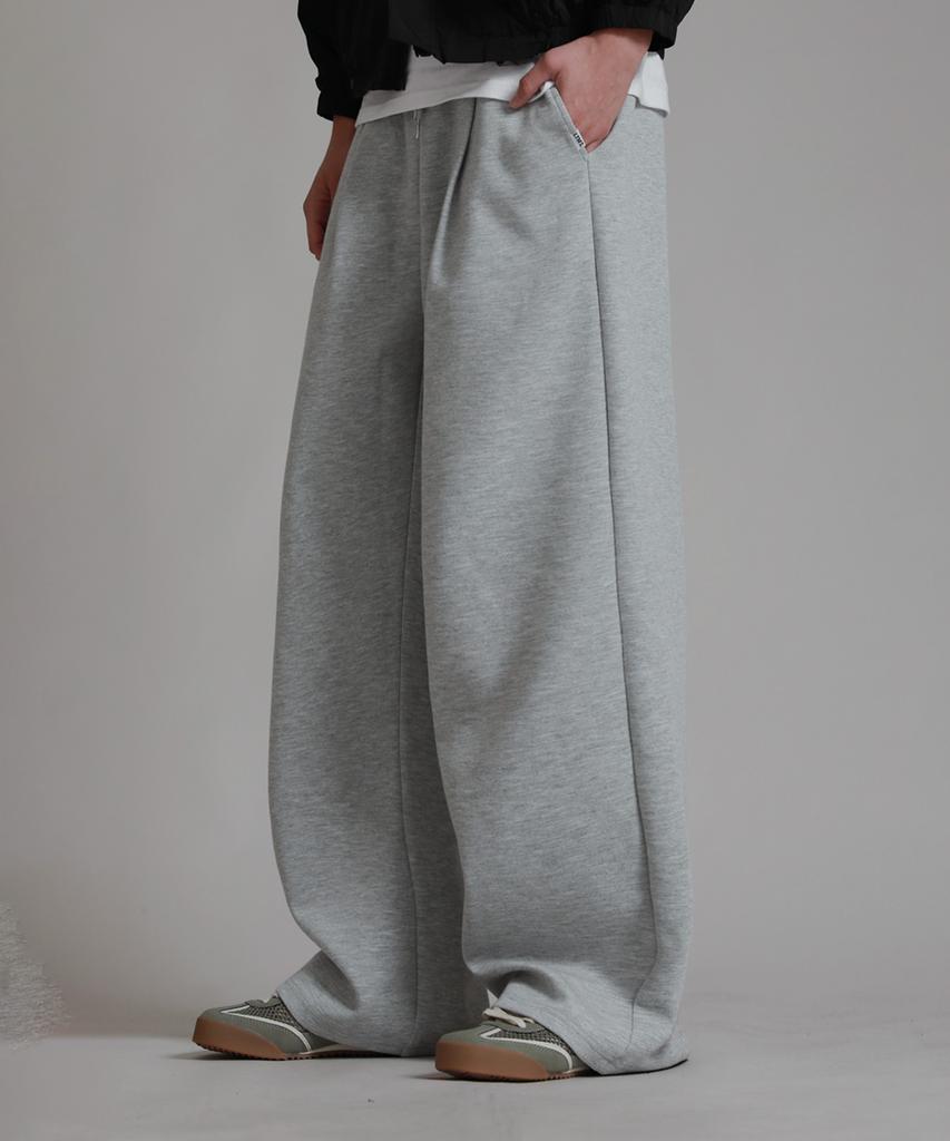 LIKE THE MOST Training Label Pintuck Wide Pants_Melange