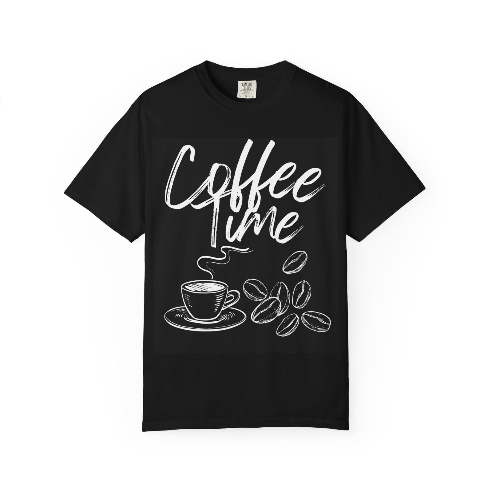 Coffee Time T‑Shirt - Comfort Colors — Chalkboard Coffee Cup & Beans Tee M