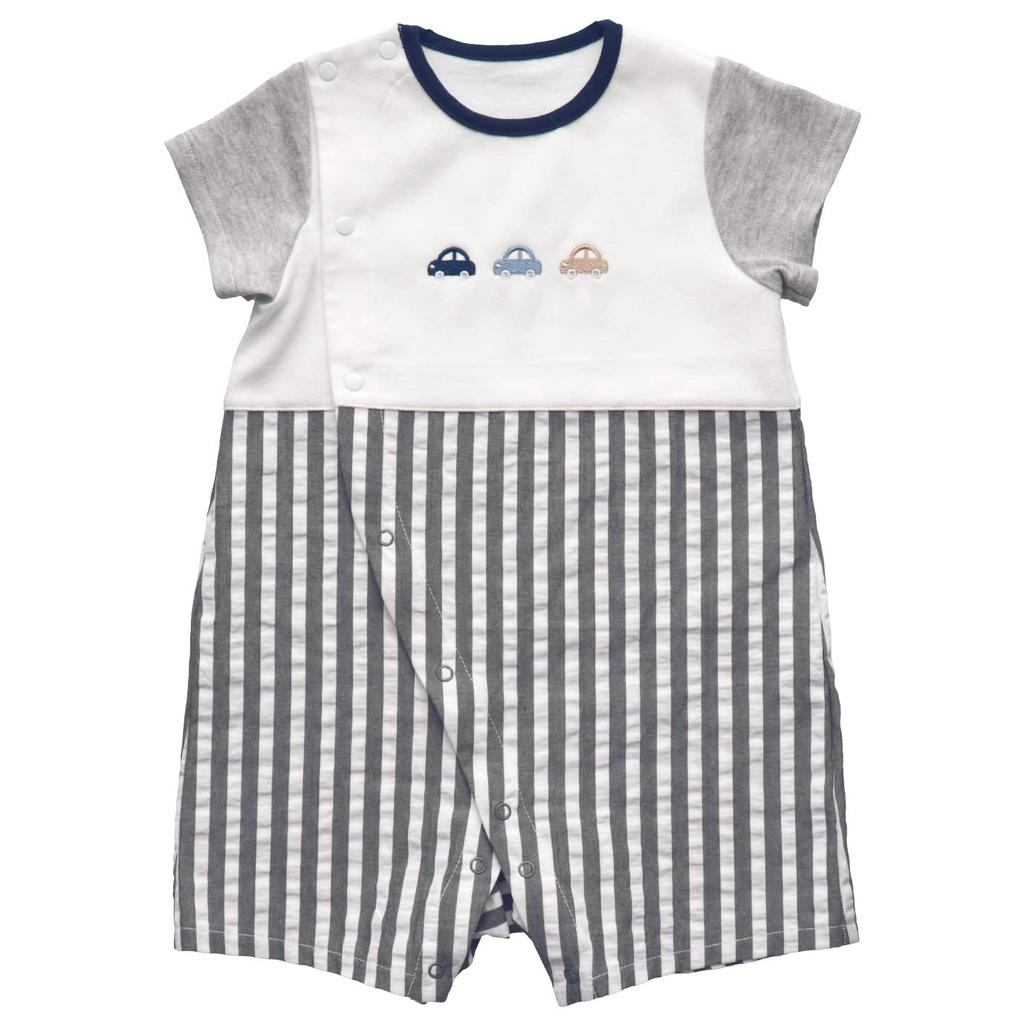 Baby Castle Short Sleeve Size Striped Bear Made In Japan Romper, 70, Design,