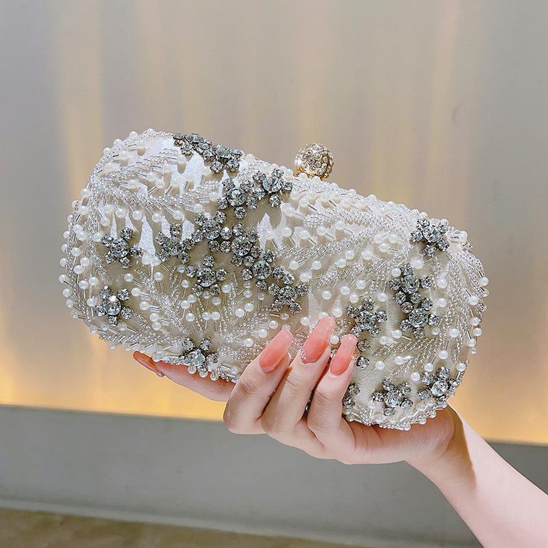 Glänzende Handgefertigte Partytasche Strahlende Blume Damen Kristall Perlen Clutch Abendtaschen Ausgeschnitten Hochzeit Schulterhandtasche Und Geldbörse