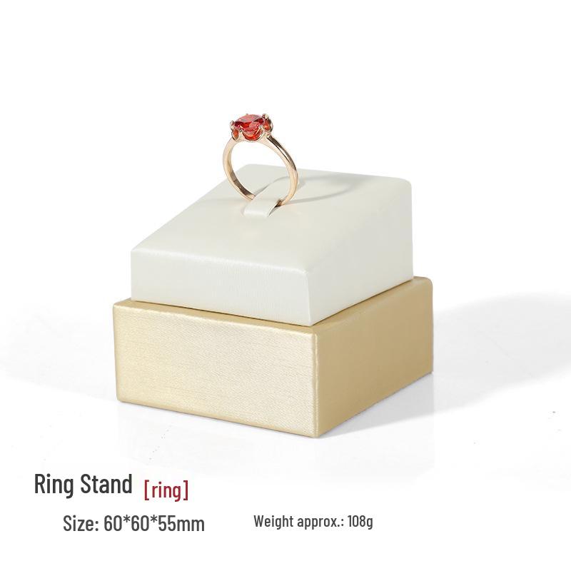 Beige PU Leather Jadeite Jewelry Display Stand for Rings and Pendants