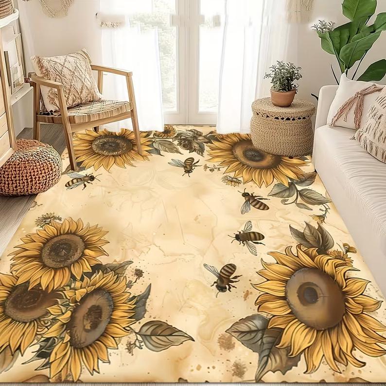 

Large Carpet Plants Flowers Bohemian Style Carpet Home Decoration Carpet Sofa Coffee Table Mat, Bedroom Bedside Mat Floor Mat 40X60cm