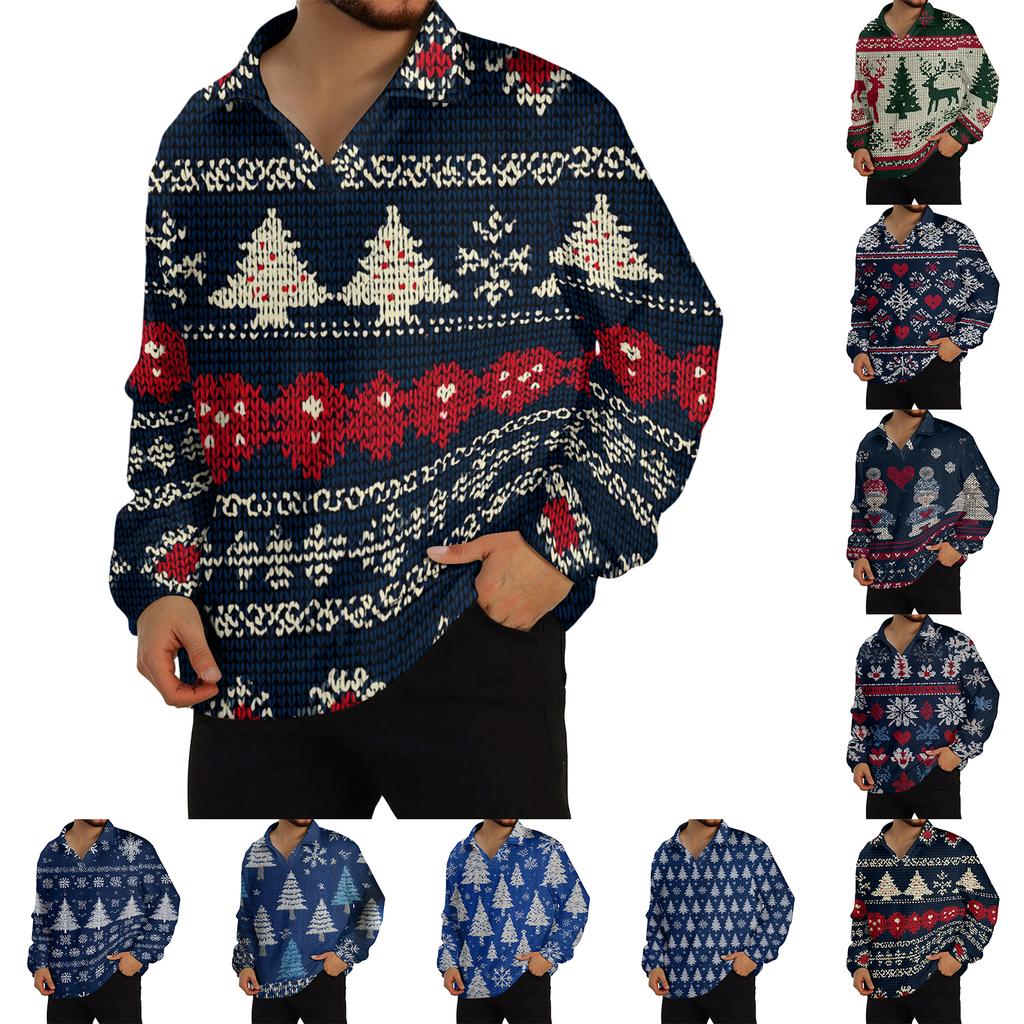 Men's Casual Collared Long-Sleeve Knit Base Layer Top