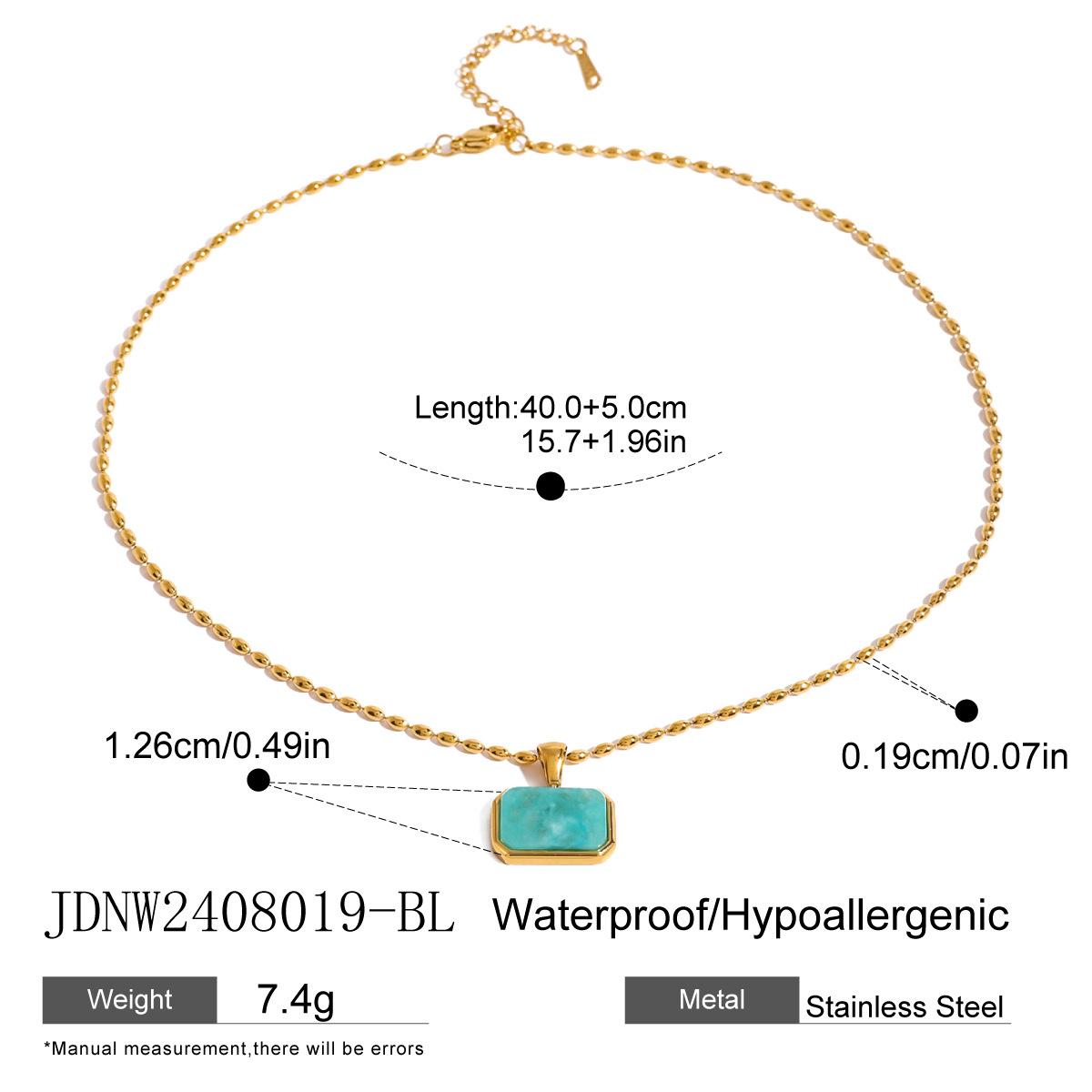 European and American stainless steel geometric tiger s eye stone natural stone pendant necklace niche light luxury