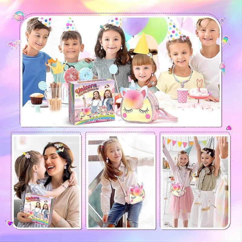 Unicorn Gifts for Girls 3-6 Years - Unicorn Handbag, Jewelry & Toy Set for Birthdays, Perfect for Ages 2-9 Years