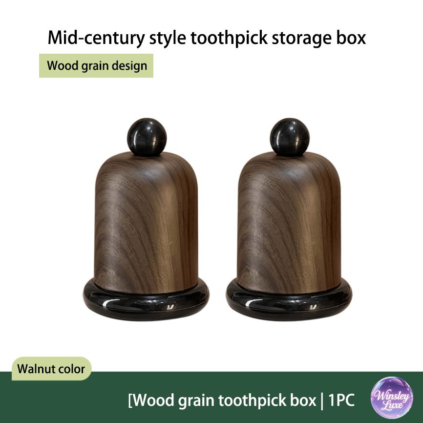 1Pc Elegant Walnut Wood Toothpick Holder with Ball Top - Solid Wood Design, High-End Decor for Living Room & Kitchen, Portable