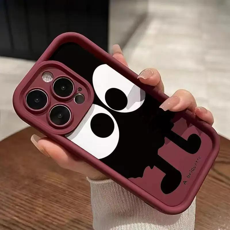 Cartoon Big Eyes Phone Case For iPhone 15 14 11 12 13 Pro Max X XR XS Max 7 8 14 15 Plus SE2020 Luxury Matte Soft Silicone Cover