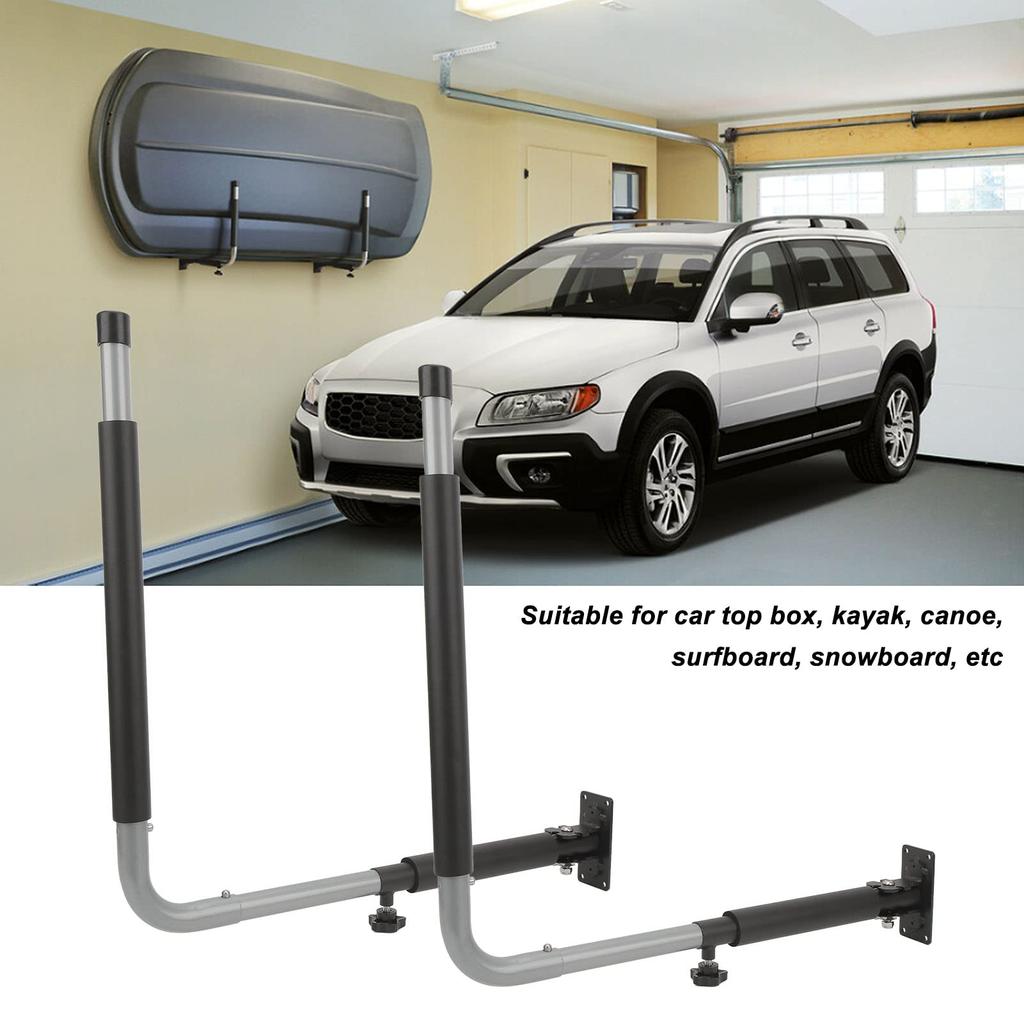 Foldable and Telescopic Car Roof Box Wall-Mounted Rack, 50kg Load Capacity, with Storage Hooks and Hanger for Kayaks, Canoes, and Surfboards