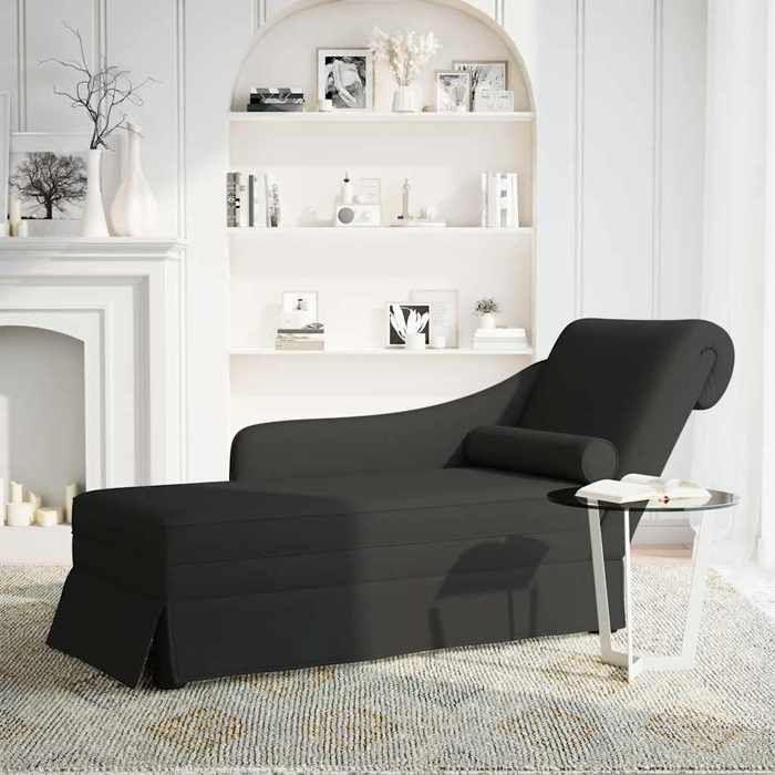 VidaXL Fauteuil long avec traversin et accoudoir droit noir velours, fauteuil, fauteuil de détente, fauteuil long 4009787
