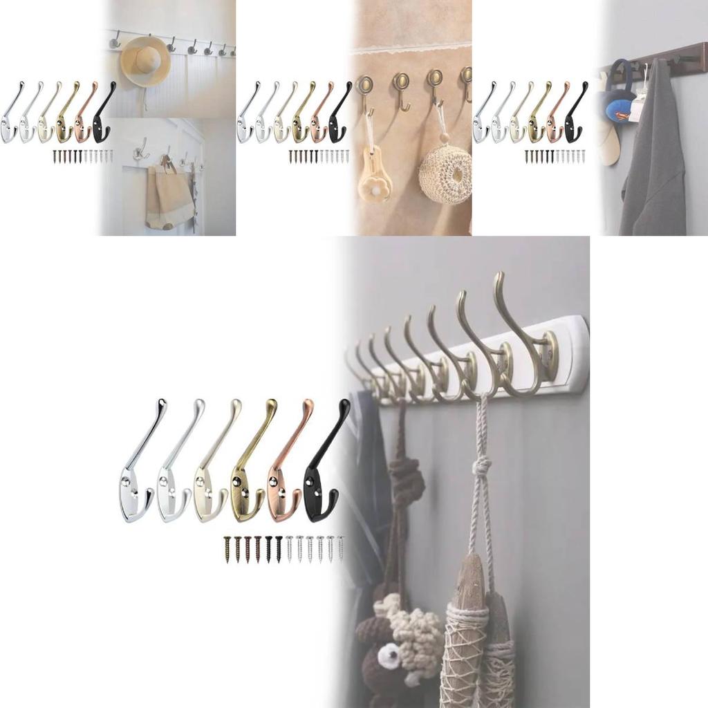 Modern Zinc Alloy Double Coat Hook For Bathroom And Closet Storage