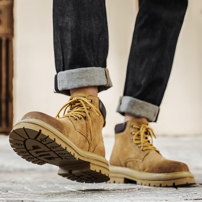 Botas de Tobillo Masculinas Antideslizantes Clásicas de Lujo a la Moda Marca Botas de Motocicleta Cómodas para Hombre Nuevas Llegadas Zapatos de Caña Alta con Cordones para Hombre