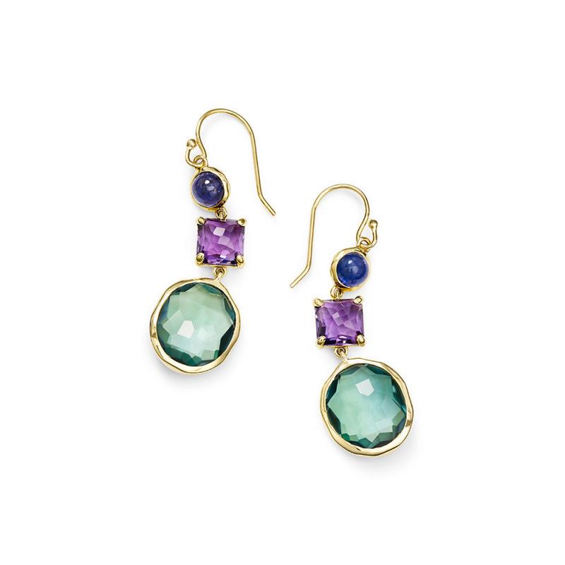 

New fashion earrings, European and American geometric artificial amethyst earrings.