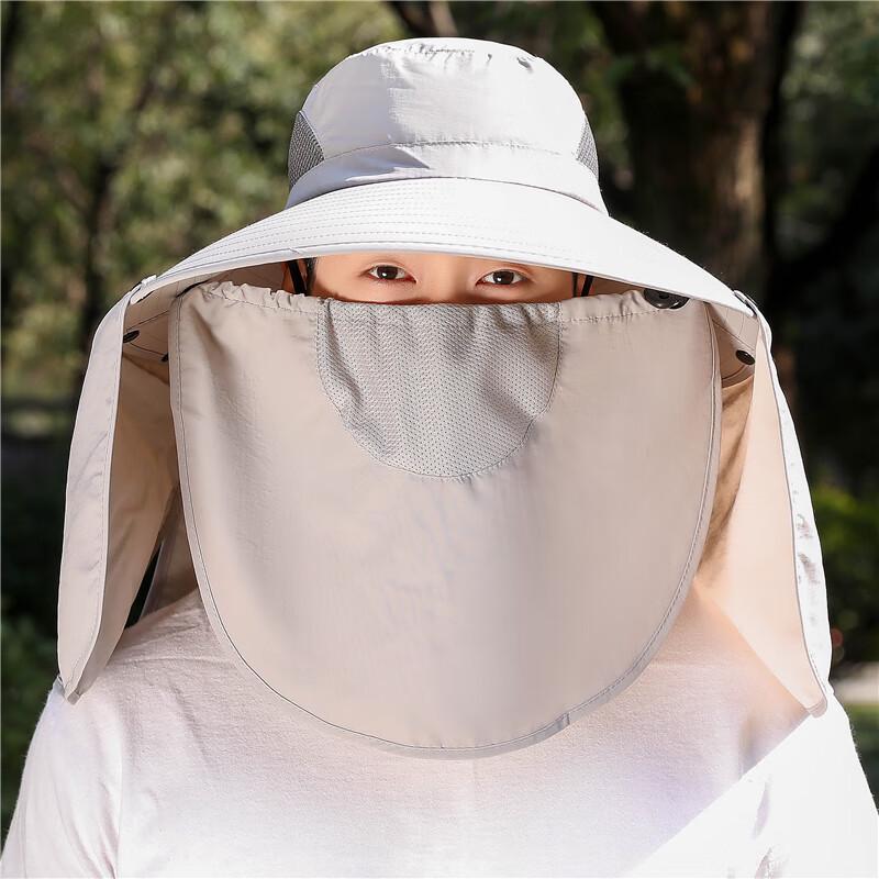 PZDE Multi-functional Outdoor Sun Hat Adjustable светло-серый
