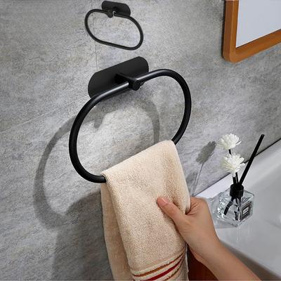 Portasciugamani in acciaio inox, autoadesivo, portasciugamani da bagno, gancio per lavabo nero, barra appendiabiti, accessori per la cucina
