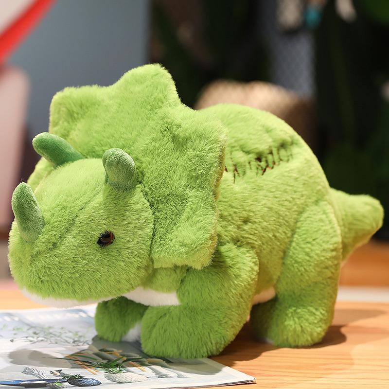 Jurassic Dinosaur Park Green Stegosaurus Tyrannosaurus Triceratops Cartoon Plush Toy Doll