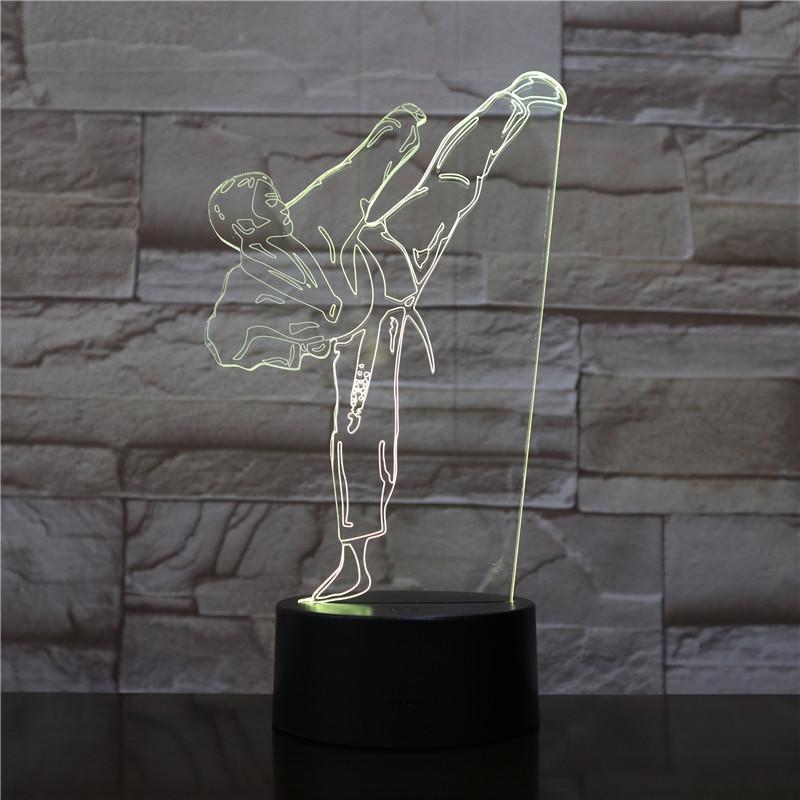 Sports Souvenir Table Lamp USB Taekwondo Bedroom Lighting Decoration Children's Gift Color Small Night Light Creative 3D LED Lig
